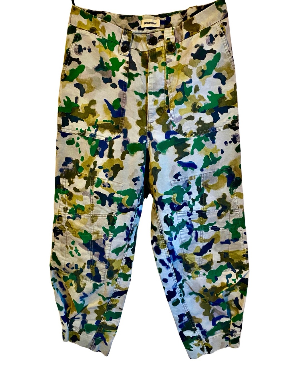Zadig & Voltaire Pia Camou Camouflage Floral Barrel Pants Size 27 US 4